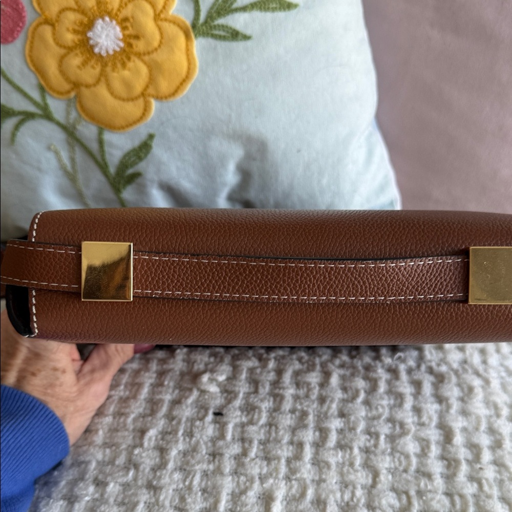 DeMellier Brown Leather Crossbody with Gold Hardware Accent - Picture 5 of 14
